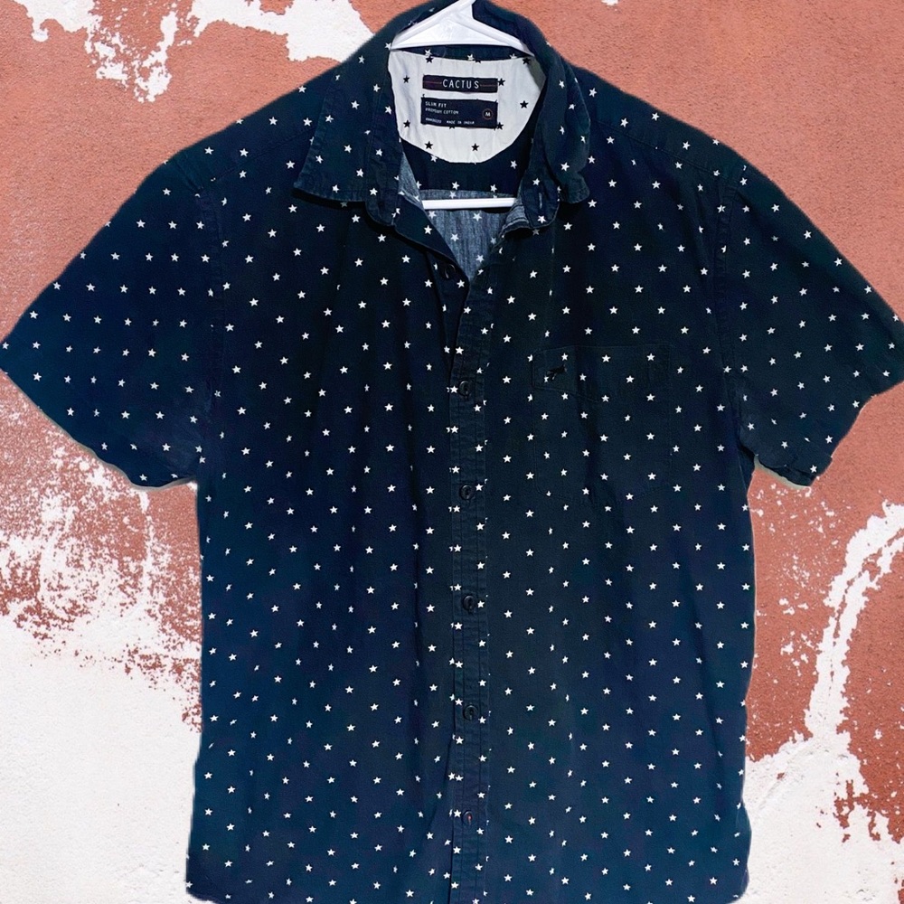 Dark Blue Button Down Star Shirt